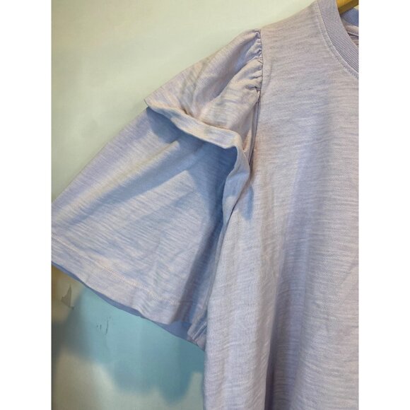 Nation LTD Women's Flutter Ruffle Sleeve Cotton T Shirt Light Purple Size Medium - Picture 3 of 6